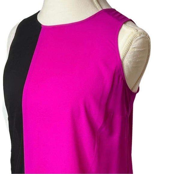 MACY'S INC INTERNATIONAL CONCEPTS Tunic Fuchsia Black White Color block Large - Picture 3 of 6